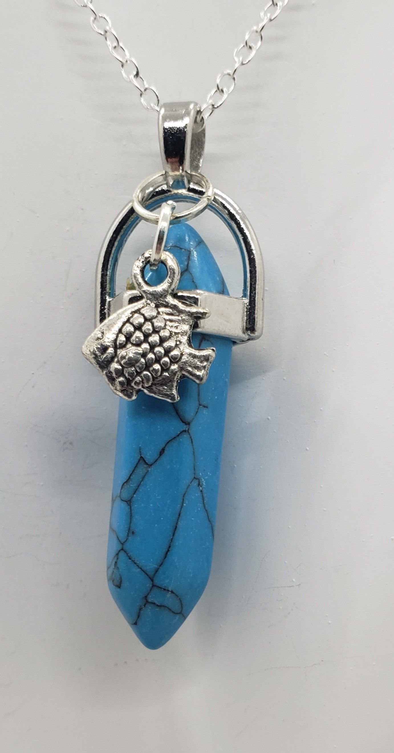 Turquoise Crystal Fish Necklace