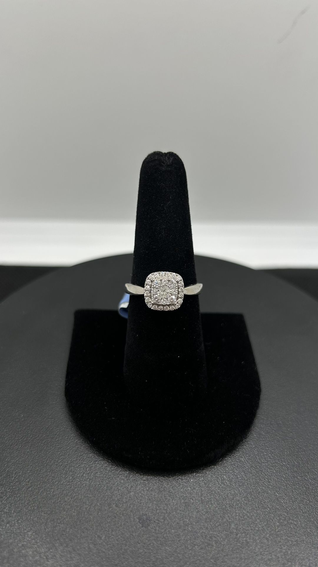 14KW 1CTW Square Cut W/Halo Engagement Ring