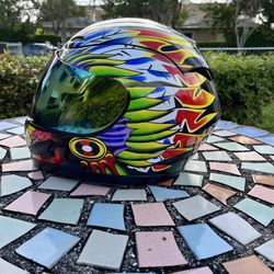 Wow Motorcycle Full Face Helmet Adult Chief Indian Black - Small  $50