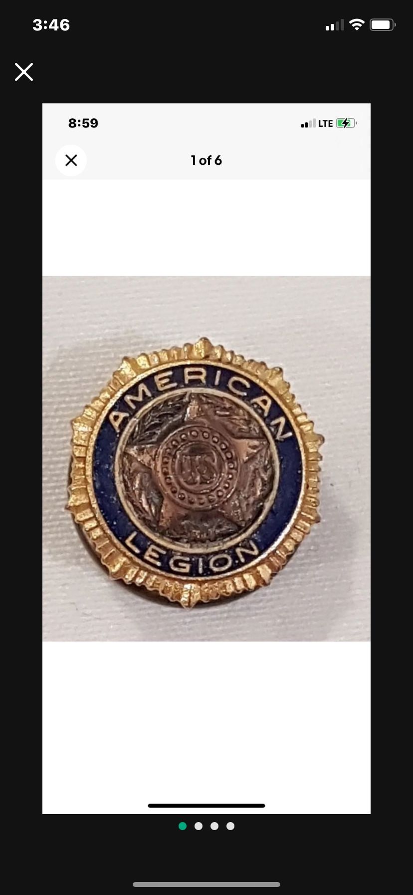 Vintage US American Legion Emblem Gold Plated Emblem Lapel Pin Badge Screw Back