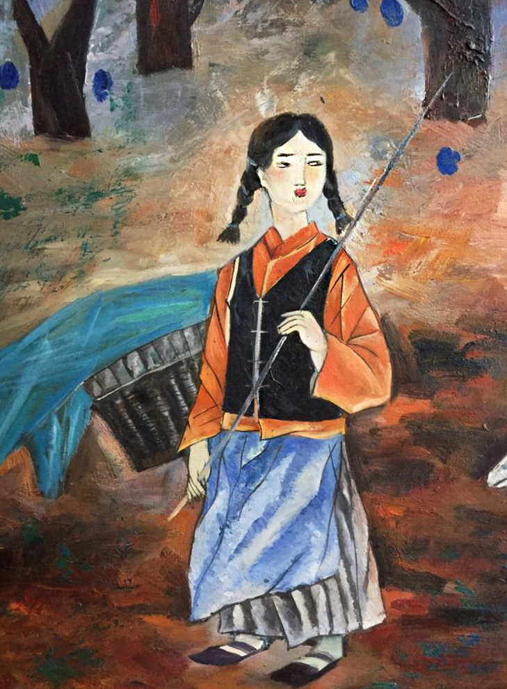 Original Oil Painting of Young Girl Shepard