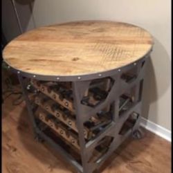 Very Heavy Wine Table  on Caster Wheels 