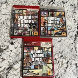 Ps3 games GTA 4, 5, & GTA san andreas