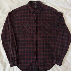 KSUBI MALCOLM BLACK/RED PLAID BUTTON UP SHIRT SIZE MEDIUM
