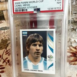 2006 PANINI WORLD CUP GERMANY STICKER #185 LIONEL MESSI PSA 7
