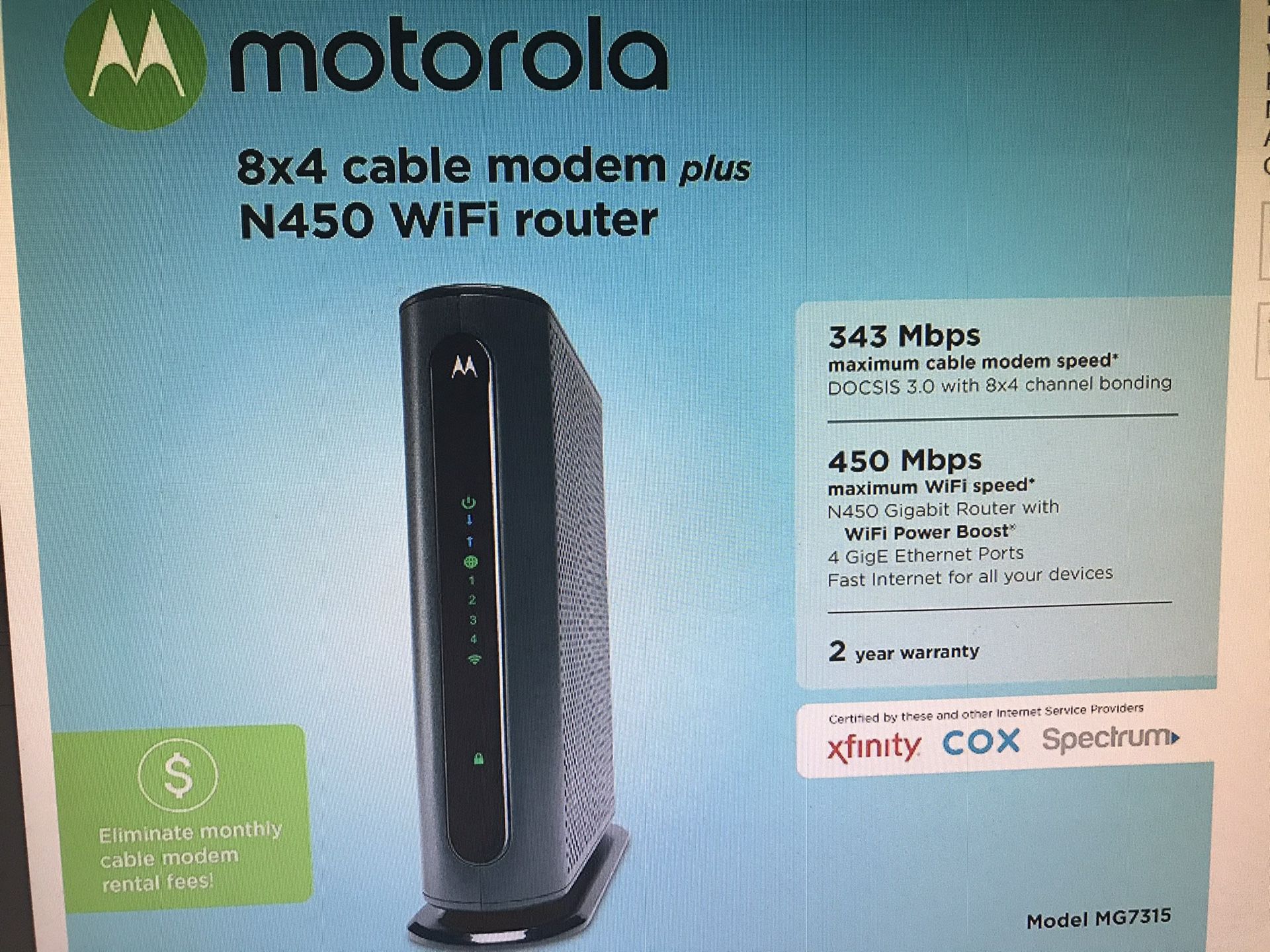 Motorola Cable Modem plus N450 Router