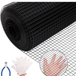 Black Hardware Cloth  1/2 inch 48inch(H) x 50ft(L),Wire Metal Mesh Roll for Chicken Coop Garden Fence,Powder Coated Galvanized Welded Fence for Poultr