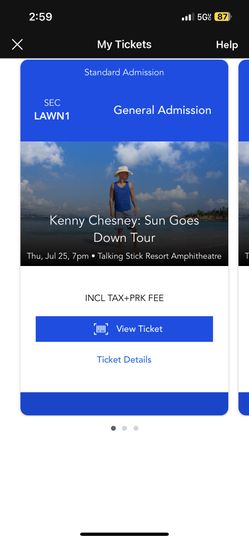 Kenny Chesney Lawn Ticket