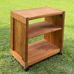 Solid Wood Mission Style Rolling Cart Shelving Unit Stand Microwave Island Coffee Nuke