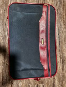 Vintage Samsonite Navy Blue and Red Briefcase Carry-on Bag 1980s