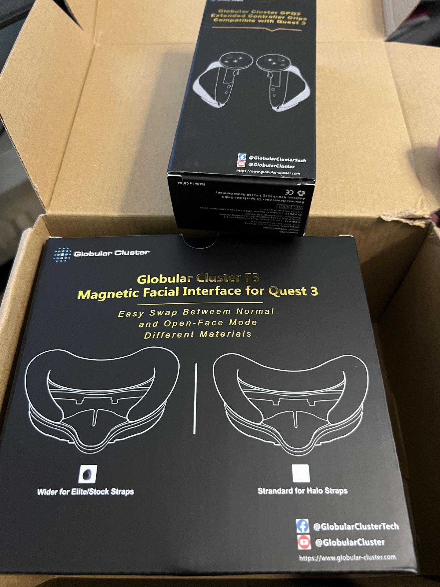Globular Cluster F3 Magnetic Facial Interface for Quest 3 - wide for elite and standard straps