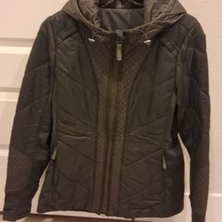 Women's Athleta Dark Gray Snow Hooded Jacket - Size Large 