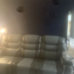 2piece Sofa And Loveseat 4 Chair Recliners Crystal Lamp Included