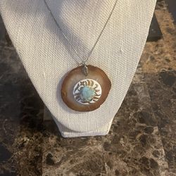 Vintage Hand Made SouthWest Pendant Necklace and Sterling 18” Chain