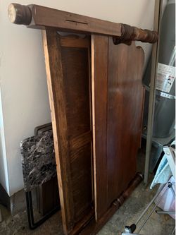 Queen size bed frame with metal