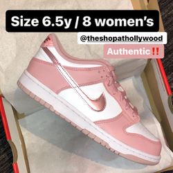Nike Dunk Low Pink Velvet Size 6.5y/ 8 Women’s 