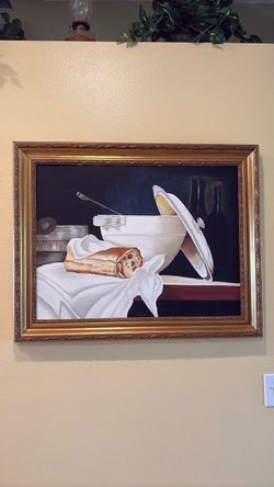 Framed Still Life Oil Painting with Gold Frame