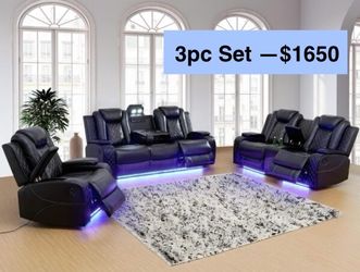 💥FREE DELIVERY💥Brand New POWER, LED, USB  3PC Reclining Sofa Loveseat Chair Set
