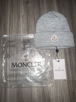 Gray Moncler Cotton/Wool Unisex Beanie