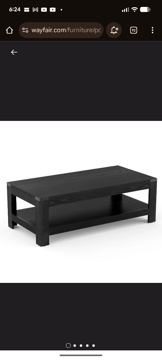 Damika Rectangular Coffee Table with 2-Tier Storage