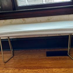 Faux Leather Grey Striped Bench
