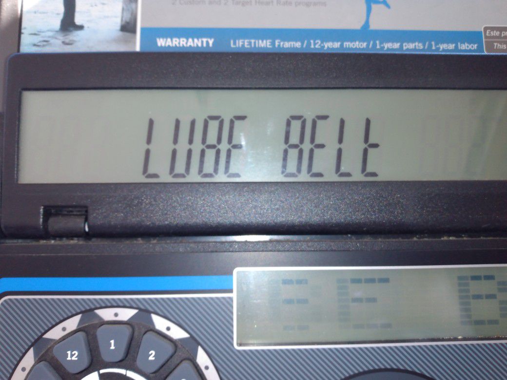 Like new, the treadmill was only used a couple of times and after that it stopped working, it appears these letters that say LUBE BELT when turning it