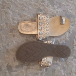 6.5 Vince Camito Golden Leather  Crystal Slip On 'S 