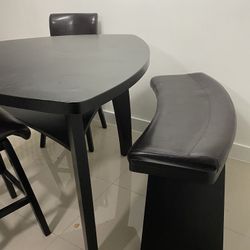Black Dining Room Table With Bench