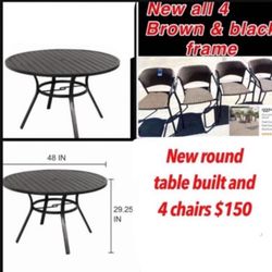New patio set includes 1 table in box 4 chairs $120 price reduced firm cash only east Palmdale 