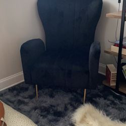 Black Velvet Wingback Chair 