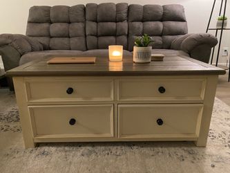 Coffee table- pull up table with storage (BONUS- FREE SIDE TABLE)