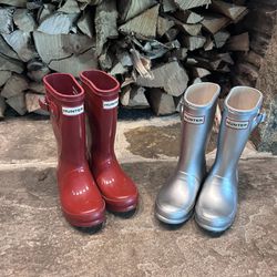 Hunter boots Kids Rain Boots red And Silver