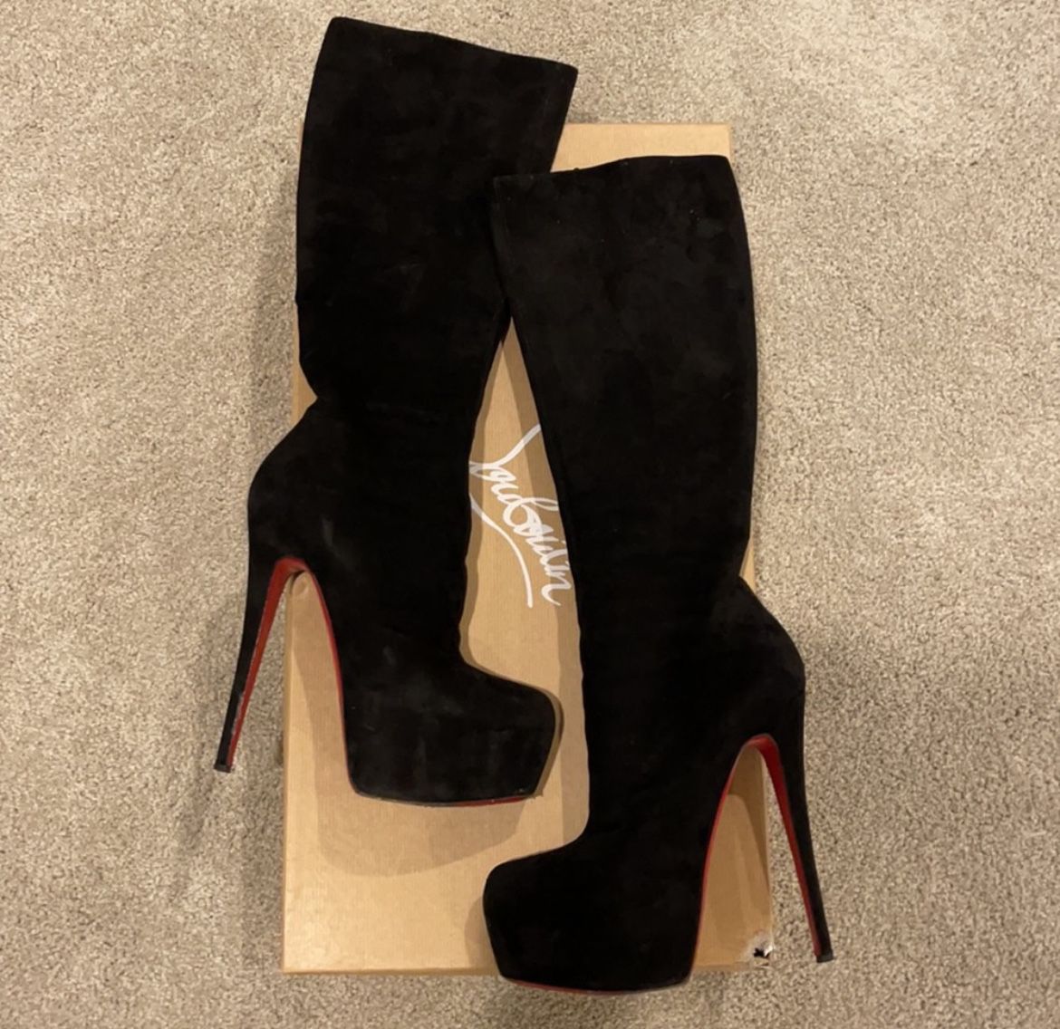 Christian Louboutin daffodil Suede Boots Size 37 USA 7 