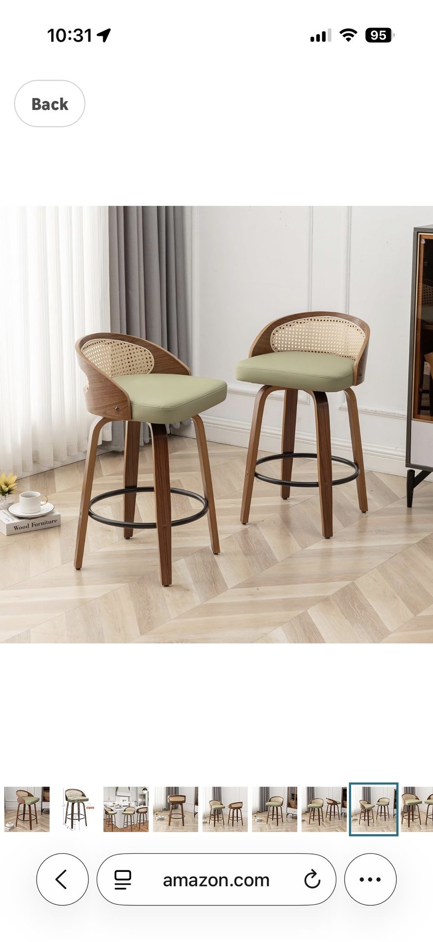 Green And Rattan Bar Stools