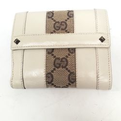 Gucci Vintage Wallet Bifold Leather Cream GG Logo
