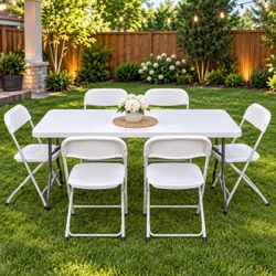 White Folding Table and Chairs
