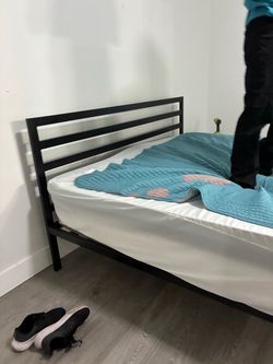 KING Black Metal Bed Frame with Headboard