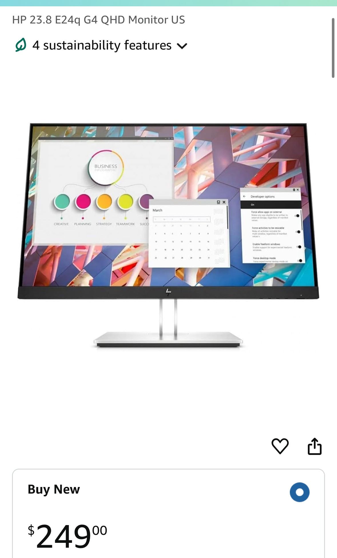 Brand New HP E24q G4 24” QHD Monitor (Unopened Box)
