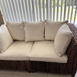 Pottery Barn Wicker Seagrass 3 Seats Sectional Sofa