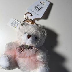 White Bear With Pink Skirt Key Chain 
