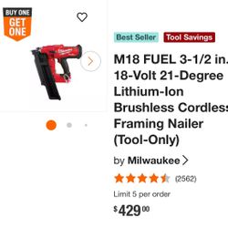 Milwaukee Framing Gun 21‘ M18 Construction Makita Dewalt Senco 