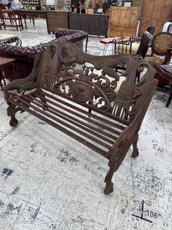 Gorgeous Antique Cast Iron Garden Bench - Retail: $7500