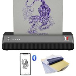 Bagana Tattoo Stencil Printer Thermal Bluetooth Temporary Tattoo Transfer Printer Wireless Tattoo Machine Kit Compatible with Smartphone & Pc