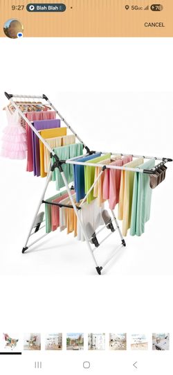 Clothes Drying Rack Foldable 2 Tier Laundry Rack with Shoe Holders