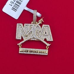 Gold Plated Sterling Silver NBA Mossainite Pendant 