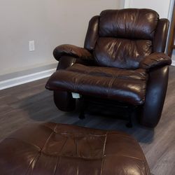Leather Recliner with Footstool