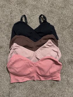 Set of 4 Ribbed Nursing Bras - Black, Brown, Mauve, and Pink