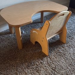 ECR4Kids Little Learner - Juego de mesa y silla, muebles para niños, natural, 2 piezas 