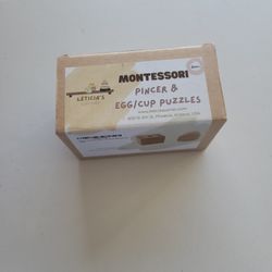 Leticia's Corner Montessori Wood Pincer & Egg/Cup Puzzles 6m+ w/ box