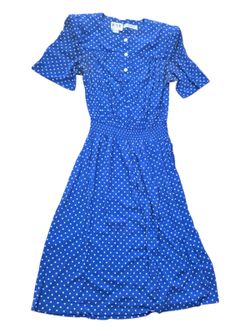 Karin Stevens Limited Vintage Blue Polka Dots Midi Dress
